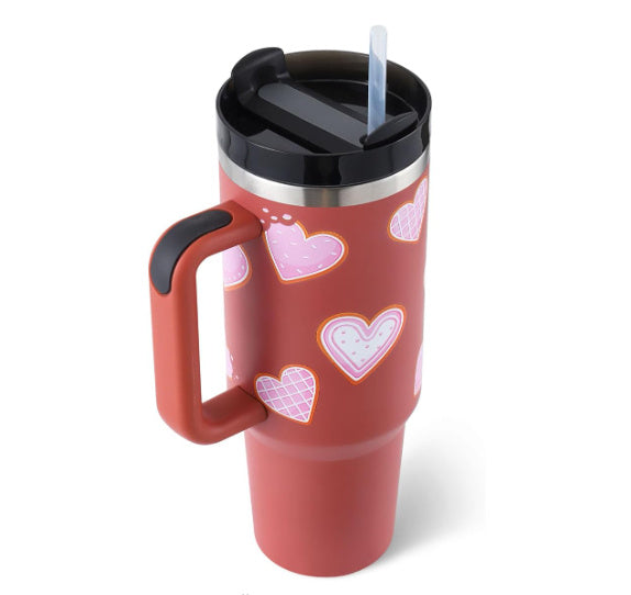 40oz Insulated Tumbler with Handle & Straw