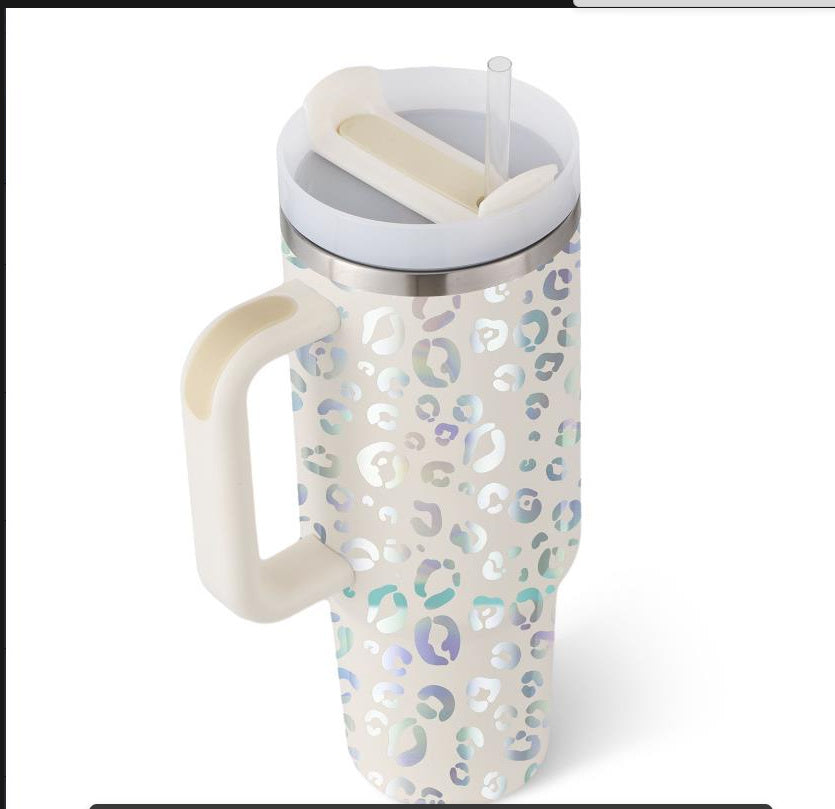 40oz Insulated Tumbler with Handle & Straw