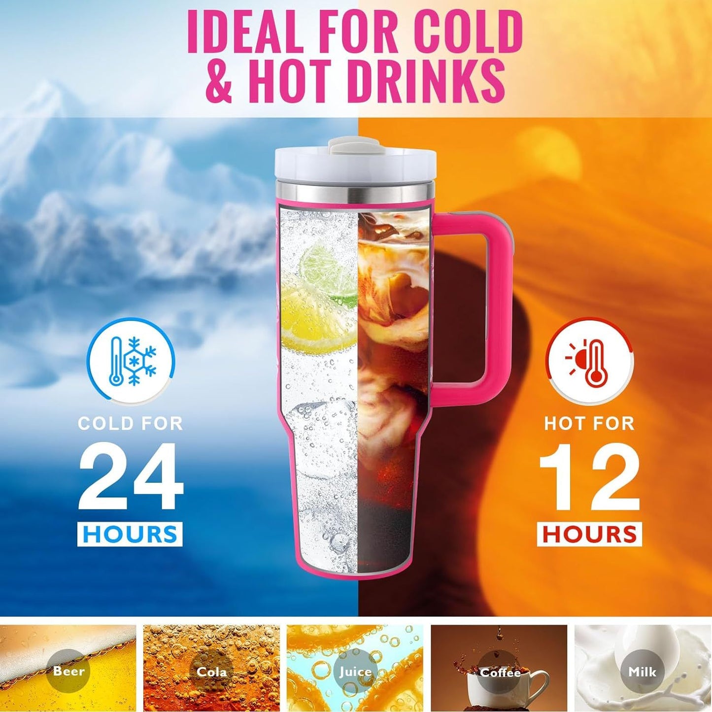 40oz Insulated Tumbler with Handle & Straw