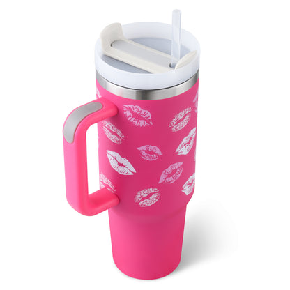 40oz Insulated Tumbler with Handle & Straw
