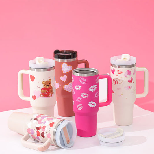 40oz Insulated Tumbler with Handle & Straw