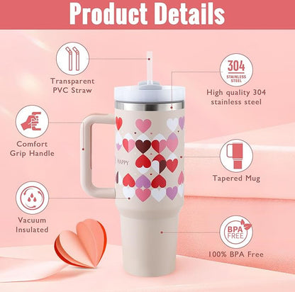 40oz Insulated Tumbler with Handle & Straw