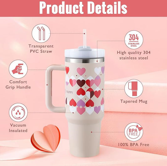 40oz Insulated Tumbler with Handle & Straw
